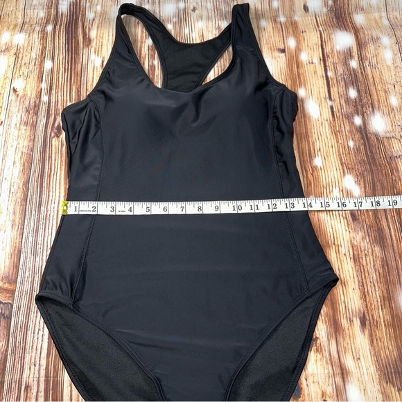 Nwt Nicole Miller Studio Swimsuit W/ Racer Back Black Size Large - Picture 5 of 13